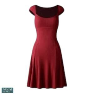 OGL Ribbed Red Cap Sleeve Dress w/ Built-in Bra & Shorts Small NEW/NWT!!